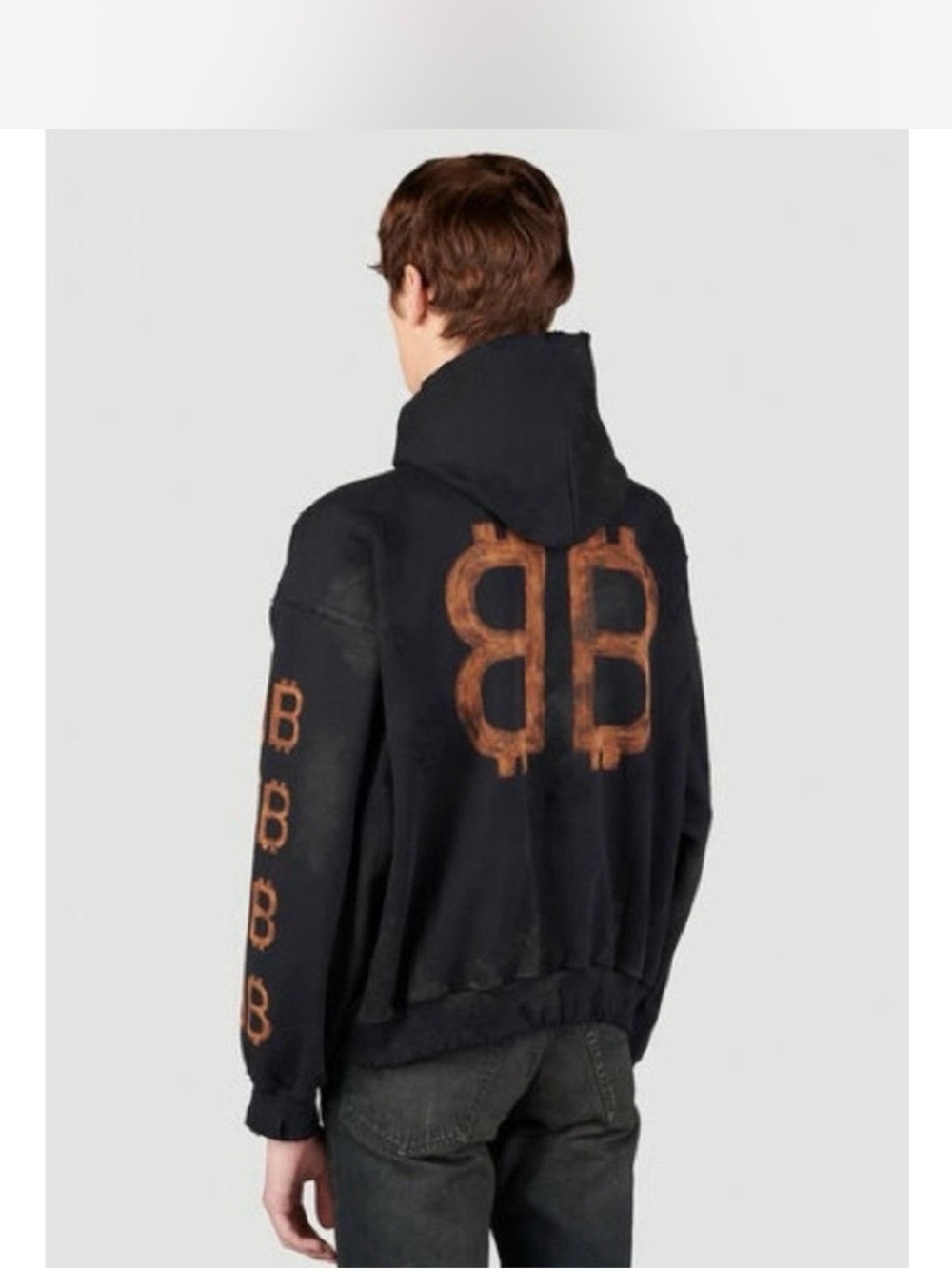 Balenciaga Crypto BB Black Oversized Distressed Hoodie Unisex Small